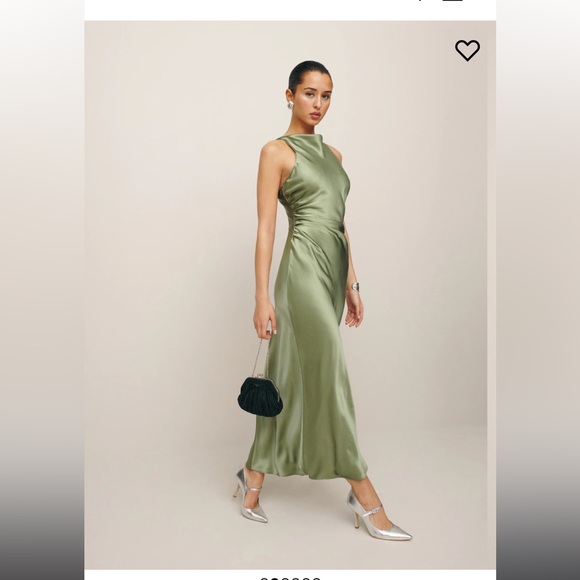 NWT Reformation Casette Silk Dress in Artichoke - Picture 3 of 7